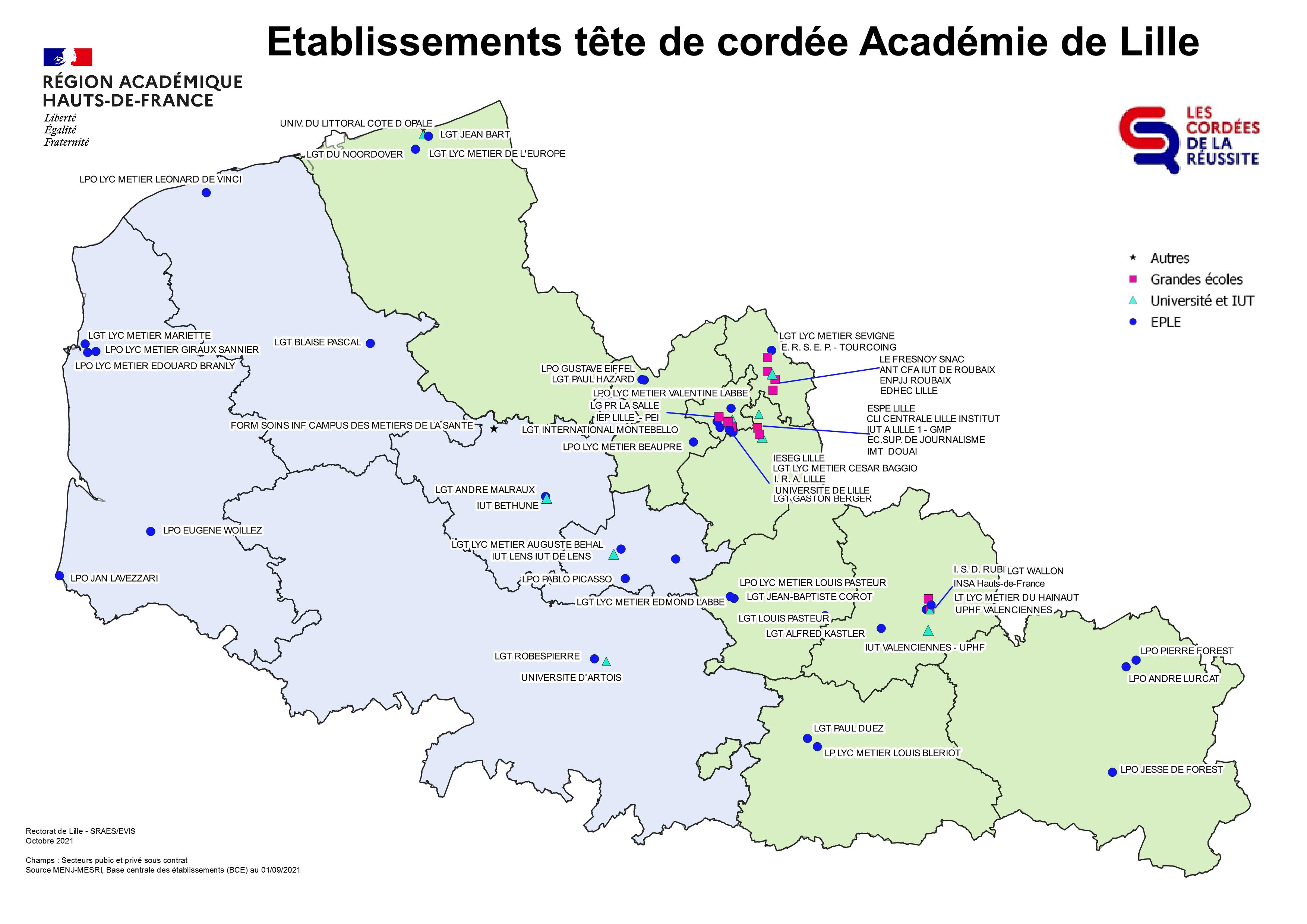 Carte des cordées de l'académie