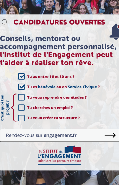Affiche de la candidature à l'Institut de l'engagement